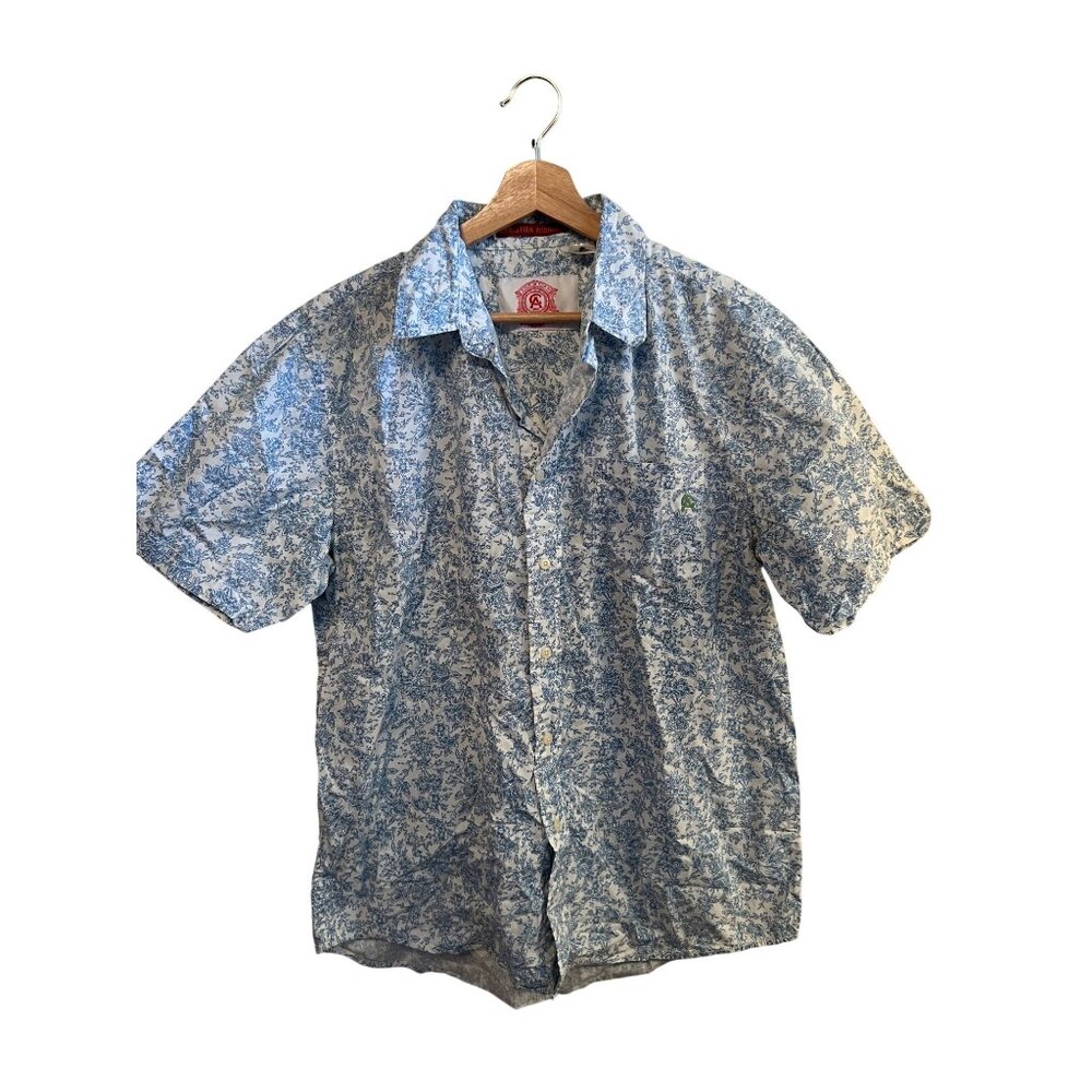 Christian Audigier Floral Shirt Blue & White Button-Up Men's Size XL Pre-Owned